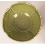 Derek Emms (1929-2004), a lotus shaped bowl in celadon glaze, impressed mark,