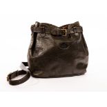 Mulberry, a Wexford olive green leather handbag with shoulder strap, front buckle closure,