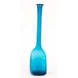 A Murano Alrose turquoise glass decanter, square with long neck,