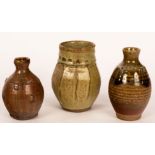 Jack Kenny (Contemporary), three vases, various sizes and glazes,