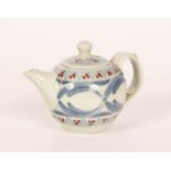 Derek Emms (1929-2004), a porcelain teapot with blue and red brushwork, impressed mark,