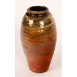 John Christie (20th Century), a tapering vase in graduating orange glaze, impressed mark, 25.