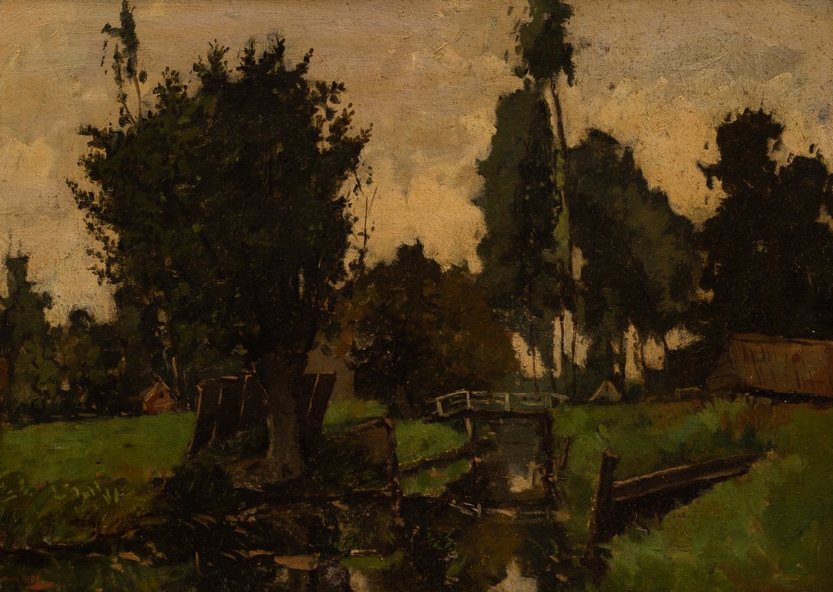 A Menkhard/Landscape with a Stream/oil on board, 39cm x 54. - Image 2 of 6