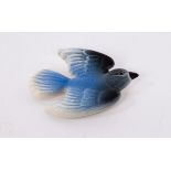 Poole Pottery, an Art Deco style ceramic Bluebird brooch,