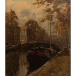 20th Century/Canal Scene/signed indistinctly, Medema?/oil on canvas,