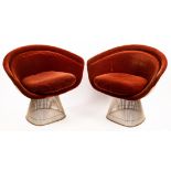 Warren Platner for Knoll International, a pair of lounge chairs, model 1715L, designed 1966,