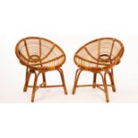 Style of Franco Albini, a pair of rattan hoop chairs,