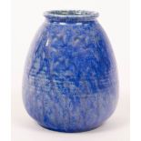 A Ruskin pottery vase of tapering form with mottled blue glaze, impressed factory mark,