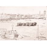 Leslie Duxbury (1921-2001)/River Thames/etching, plate size 12cm x 16.