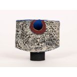 Philip Evans (Contemporary), a stoneware vessel, blue, white, red and gilt, impressed mark, 10.