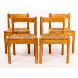 Vico Magistretti for Habitat/A set of four 1960s Carimate dining chairs with drop in rush seats