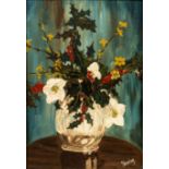 Shirley Payling (1934-2006)/Christmas Roses and Holly in a Vase/signed lower right/oil on canvas