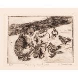 Leslie Duxbury (1921-2001)/Feeding the Birds/signed, inscribed title and A/P/etching, plate size 6.