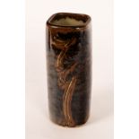 David Leach (1911-2005), a stoneware square form vase, tenmoku glaze, impressed mark, 21.