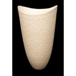 Sasha Wardell (born 1956), a white shaped conical vase, decorated scroll design,