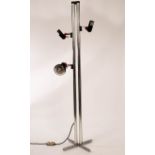 Erco, a twin-track floor lamp, 20th Century, with three spotlights, 226cm high,