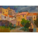 Anthony Hodge (1948-2009)/Old Houses in Mérindol, Provence/signed/mixed media,