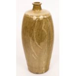 Phil Rogers (1951-2020), a stoneware bottle vase with willow design, ash, nuka and tenmoku glazes,