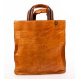 Mulberry, a tan leather tote bag, un-lined, with canvas and leather handles, disc no.