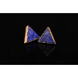 A pair of lapis and 18ct yellow gold ear studs, of modern design,