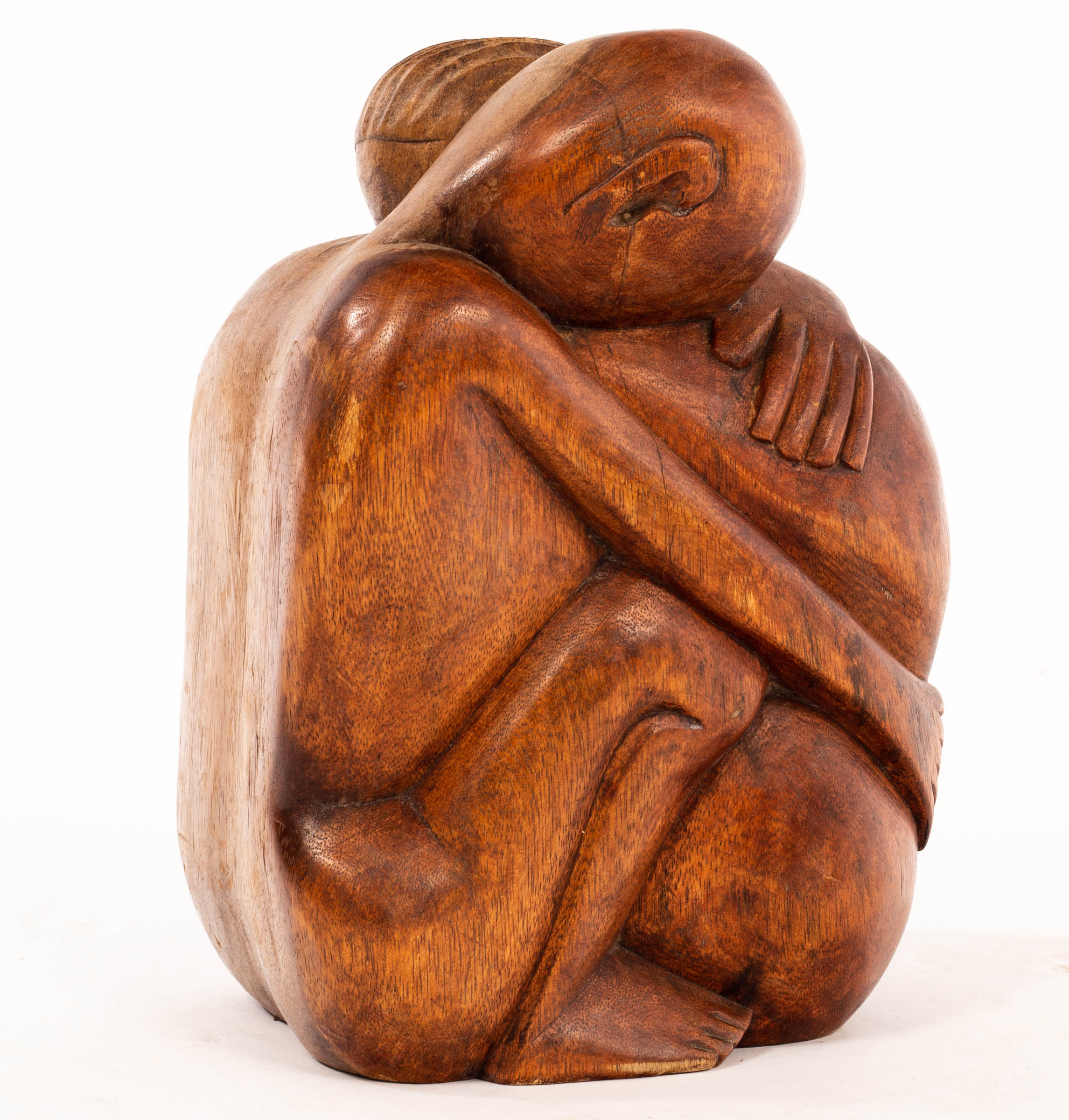 Mestrovic, a wood sculpture, seated couple embracing, signed,