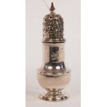 A George II silver sugar caster, Samuel Wood, London 1730, of baluster form,