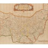 Robert Morden/Map of Suffolk/hand coloured engraving,