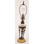 A late 19th Century gilt brass and glass lamp,