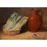 Circle of William Henry Hunt (1792-1864)/Still Life/a lettuce and a terracotta pot on a ledge