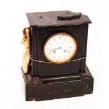 A 19th Century black marble mantel clock by Benson, Ludgate Hill, London,