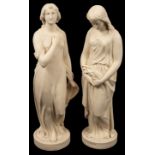 Two large Copeland Parian figures, Maidenhead and Beatrice,