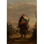 Manner of Thomas Barker of Bath/Neapolitan Musician with Child on his Back/oil on canvas, 55.