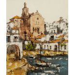 Bernard Dufour (1922-2016)/Mediterranean Coastal Town/oil on canvas, 44.