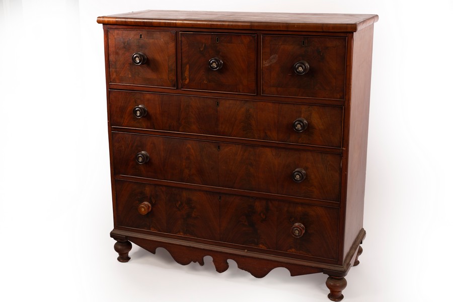 A Victorian mahogany chest of drawers with a shaped apron, - Image 2 of 2