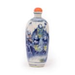 A 19th Century Chinese snuff bottle, figures in a mountainous landscape,