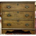 A 19th Century oak chest fitted three drawers on bracket feet, 78.