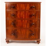 A mahogany bowfront chest of four long drawers, 91.