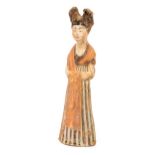 A Tang dynasty Chinese pottery painted lady (618-906 AD),