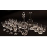 An Atlantis glass table service comprising six white wine glasses, 14.