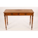 A 19th Century mahogany rectangular table fitted two drawers on turned legs,