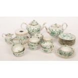 A modern Meissen tea service for eight decorated in the Indian green pattern,