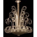 Attributed to Barovier e Toso, Murano, an ornate crystal chandelier of fountain design,