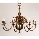 An early 20th Century Bavarian chandelier with eight scrolling branches,