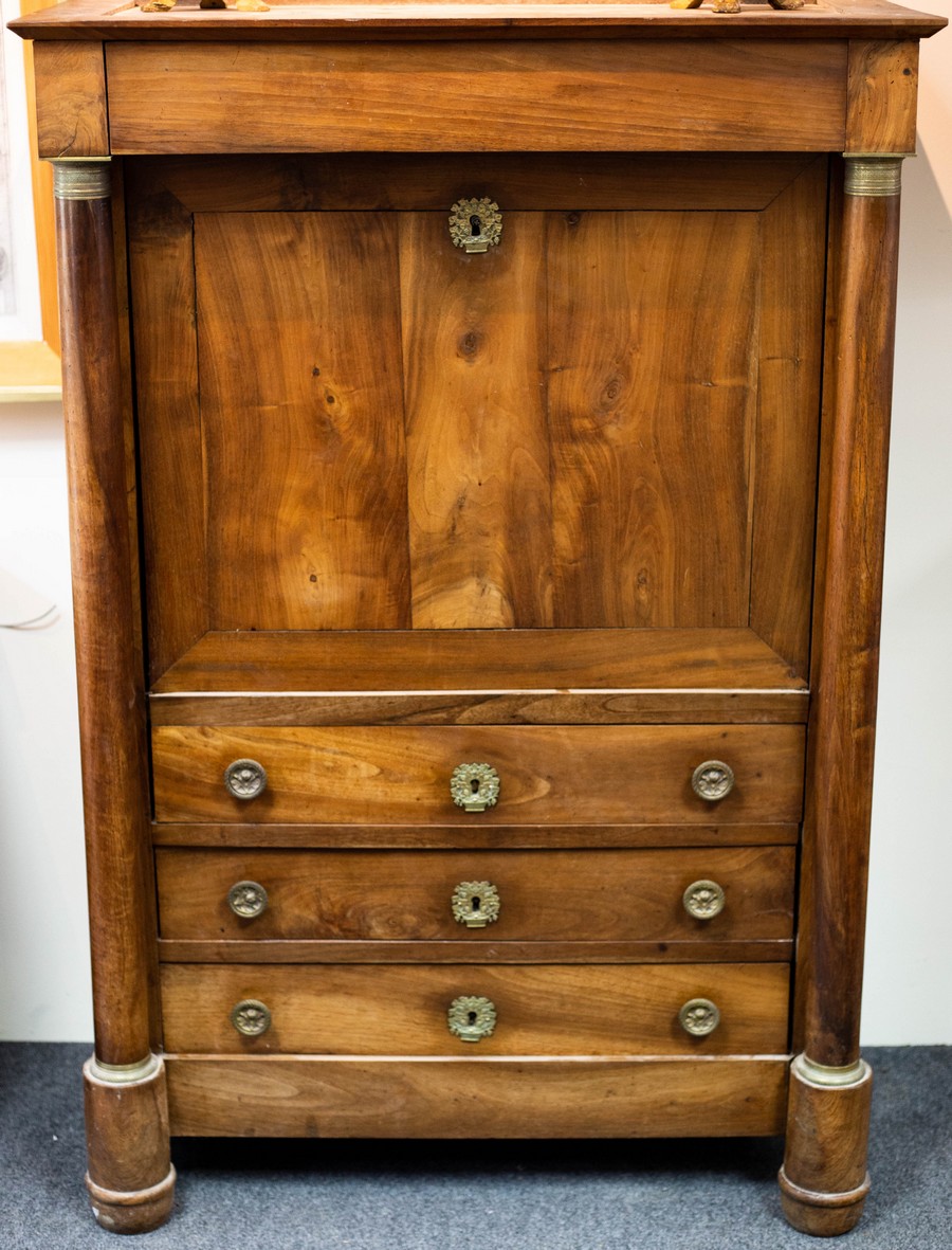 A Regency mahogany escritoire with pillars to the sides, - Image 2 of 2