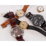 Five gentleman's sundry wristwatches CONDITION REPORT: one without a strap.