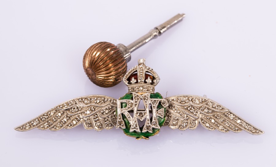 An RAF sweetheart brooch, set throughout with rose cut diamonds,