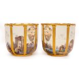 A pair of early 19th Century Meissen cache pot/glass coolers,