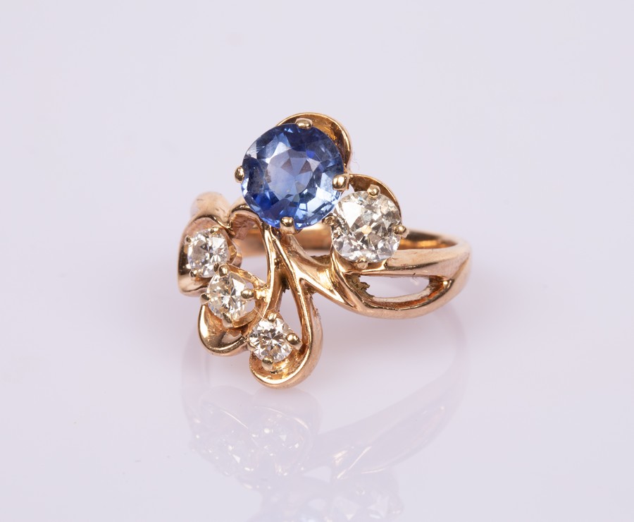 A sapphire and diamond dress ring, perhaps a bespoke commission,