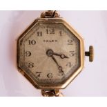 A Rolex manual wind wristwatch, circa 1924, in 9ct gold case,