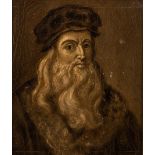 After Leonardo da Vinci/Self Portrait/oil on panel, 21.5cm x 17.